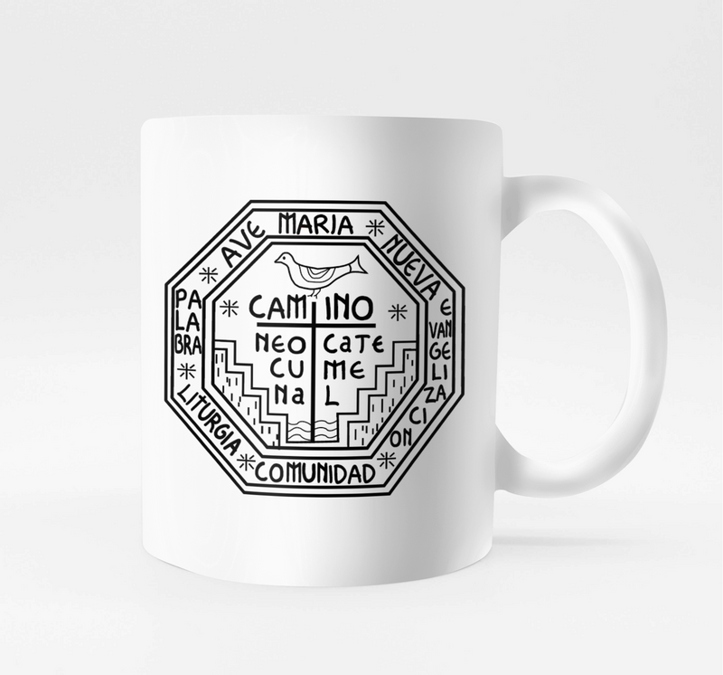 Caneca Nova Evangelização com o logo da JMJ - Ícones do Caminho Neocatecumenal