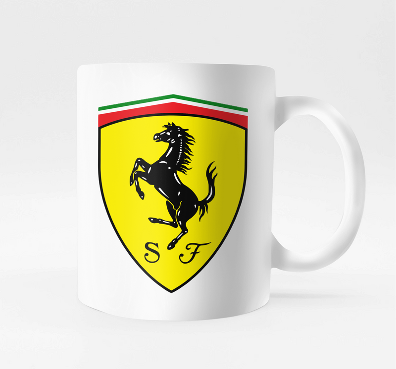 Caneca com o brasão da Ferrari